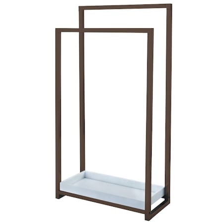 Kingston Brass Pedestal 2-Tier Steel Construction Towel Rack W/Wooden Case, Bronze SCC8265